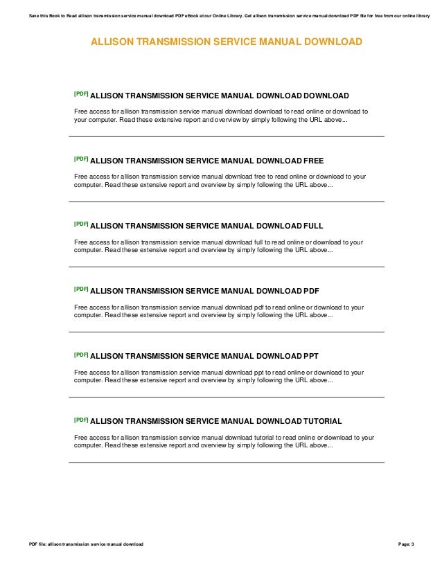 free allison transmission service manual ebook
